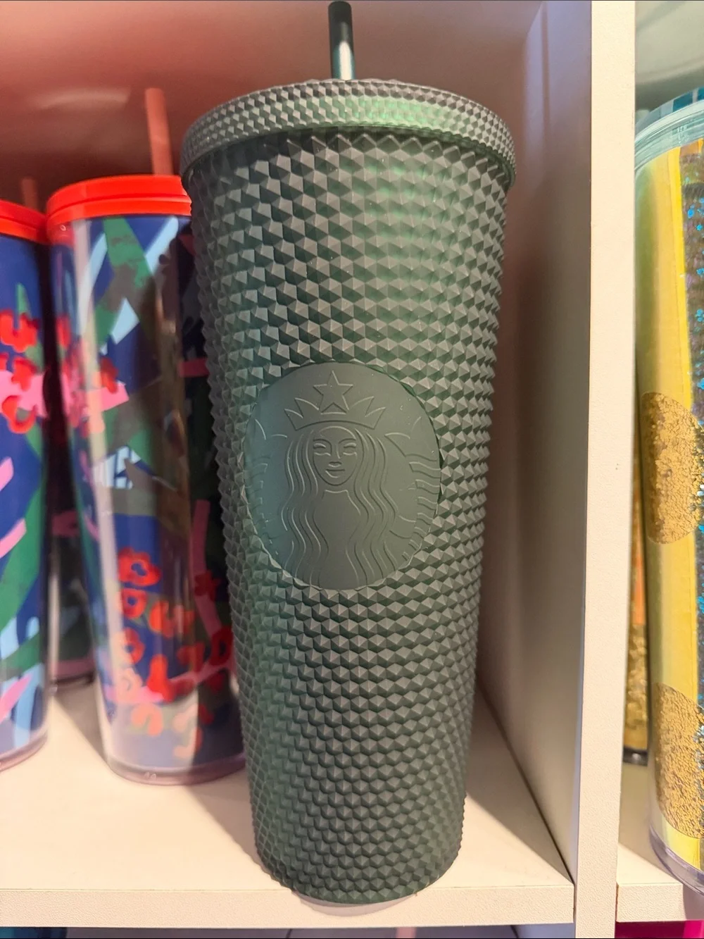 Starbucks Matte Forest Green Studded Tumbler with Straw